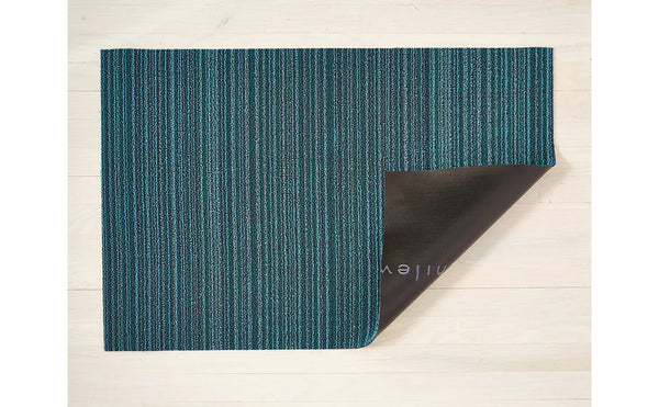 Chilewich Skinny Stripe Shag Doormat 18×28 Turquoise – Store – The