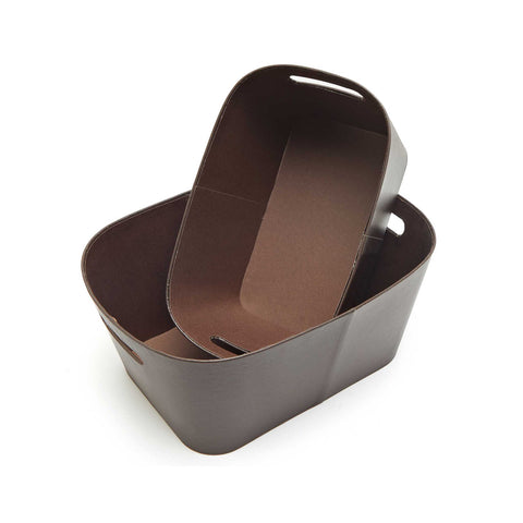 Brown Faux Leather Paperboard Basket