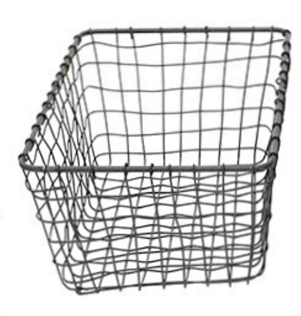 Grey Wire Rectangular Basket